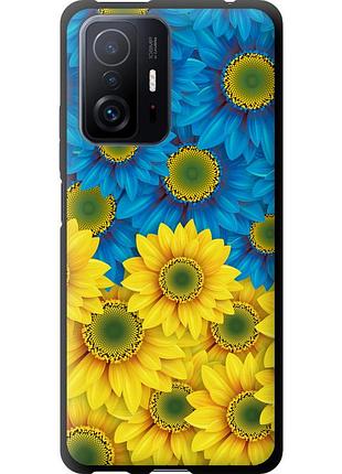 Чехол tpu патриотический на телефон xiaomi 11t жёлто-голубые цветы "1048b-2487-58250"