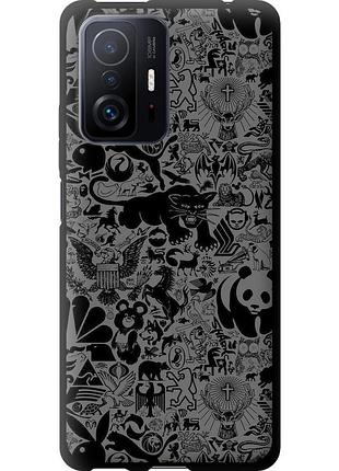 Чохол tpu на телефон xiaomi 11t pro чорно-сірий стікер бомбінг "2432b-2552-58250"