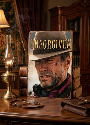 Металлическая винтажная табличка непрощенный unforgiven клинт иствуд 14х20 см