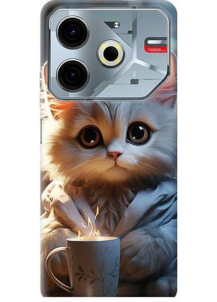 Чехол силиконовый на телефон tecno pova 6 neo white cat "5646u-3753-58250"