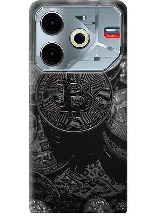 Чехол силиконовый на телефон tecno pova 6 neo black bitcoin "6090u-3753-58250"