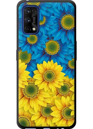Чехол tpu патриотический на телефон realme 7 pro жёлто-голубые цветы "1048b-2082-58250"