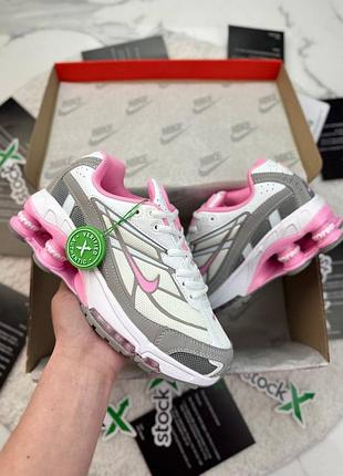 Стильные женские кроссовки nike shox ride 2 supreme white pink