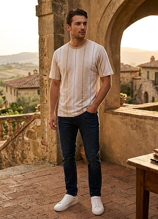 Стильная футболка jack &amp; jones в вертикальную полоску - 100% cotton