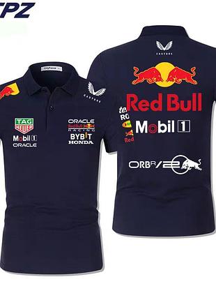 Стильная мужская футболка-поло, red bull