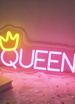 Неоновый светильник / led вывеска "queen"