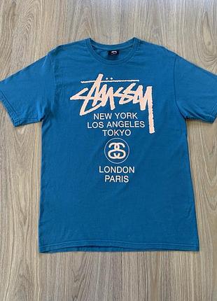Мужская оригинальная хлопковая футболка с принтом stussy world tour