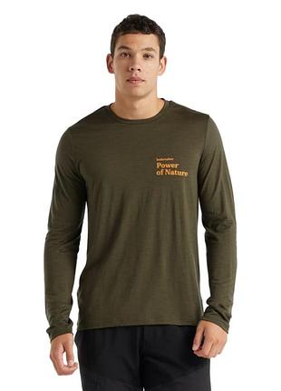 Чоловічий лонгслів icebreaker tech lite ii long sleeve power of nature у кольорі «loden» (оливковий) 🤎