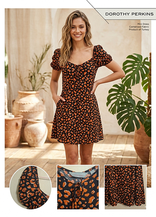 🧊платье мини-dorothy perkins, оранжевый леопардовый принт, р. 14/eur 42