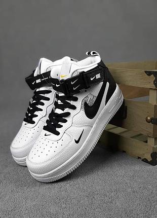 N1ke force 1 x off white белые с чёрным высокие