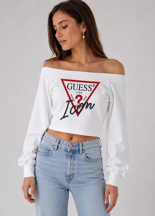 Жіночий білий лонгслів guess
