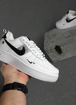 N1ke air force 1 lv8 низкие белые черная запятая