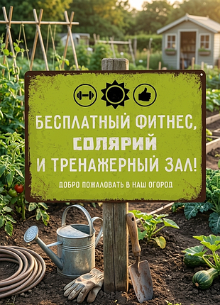 Металлическая табличка бесплатный фитнес (с юмором) 20х30 см