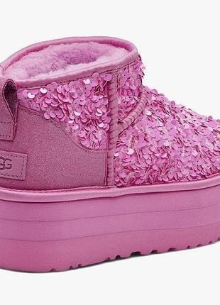 Ugg australia ultra mini platform уггі оригінал рожеві на платформі