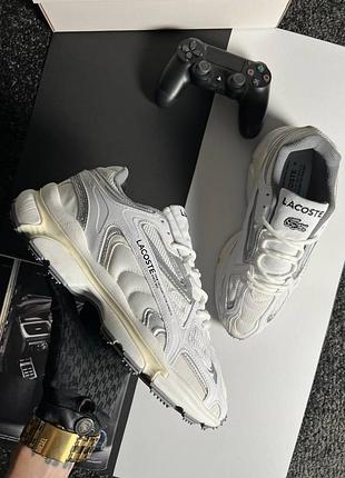 Мужские кроссовки lacoste l003 2k24 prm white silver beige акция