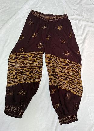 Етнічні штани-алладіни / бохо / batik india — free size