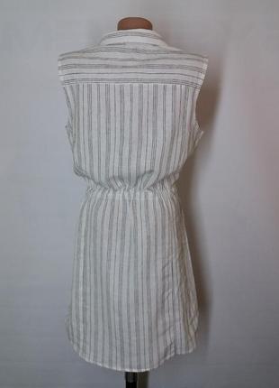 Новое! шикарное платье рубашка белое в полоску из льна и котона  esmara5 фото