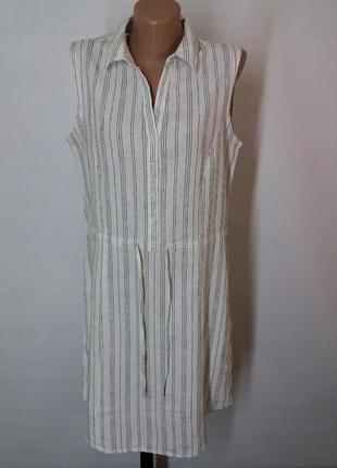 Новое! шикарное платье рубашка белое в полоску из льна и котона  esmara6 фото