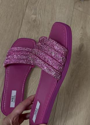 Шльопки m&s рожеві зі стразами
