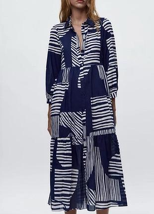 Сукня-сорочка міді з графічним принтом zara