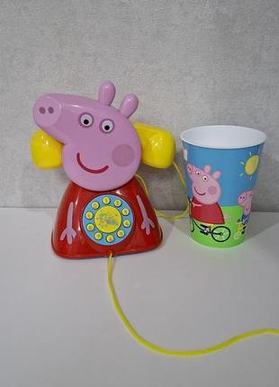 Телефон каталка пеппа під  та стакан peppa pig