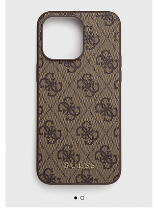 Чехол на айфон, чехол оригинал, чехол guess, коричневый чехол 15 pro max