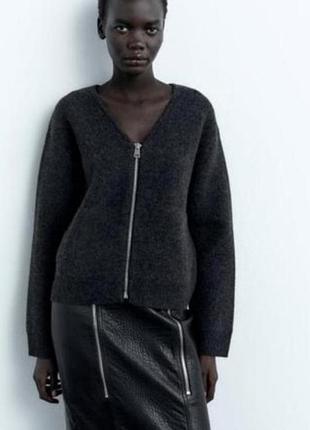 Бомбер кардиган zara 💯 шерсть.