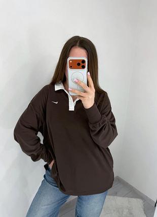 Шоколадний лонгслів nike 7