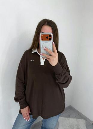 Шоколадний лонгслів nike 8
