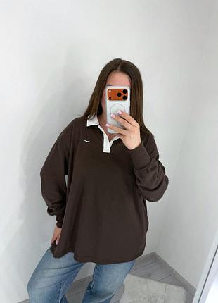 Шоколадний лонгслів nike 9