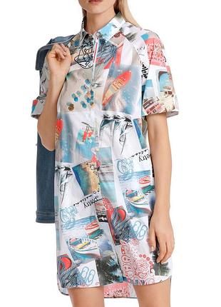 Оригінальна сукня сорочка marc cain sports ws 21.34 w82 238 white holiday print shirt dress
