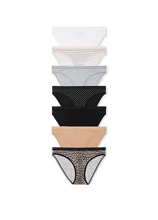 Набір з 7 шт бавовняних трусиків бікіні victoria’s secret оригінал розмір xl