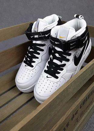 N1ke force 1 x off white белые с чёрным высокие