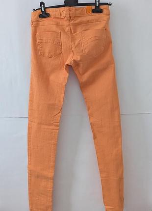 Джинси для дівчинки pull&bear zara, 36,помарачеві,джінси,бавовна,еластан,оранжеві,прямі,апельсин,демісезон,літо 2
