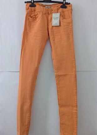 Джинси для дівчинки pull&bear zara, 36,помарачеві,джінси,бавовна,еластан,оранжеві,прямі,апельсин,демісезон,літо
