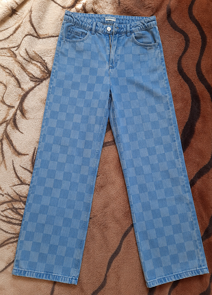 Жіночі джинси mom jeans у клітинку