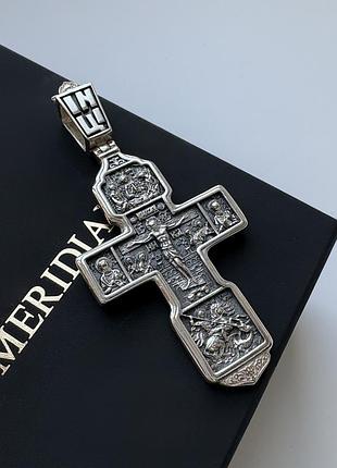 Серебряный крест meridian 925 с чернением кр0187