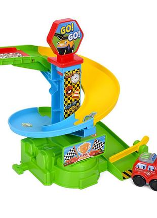 Детский игровой гараж-автотрек машинка 7,5 см, 10 деталей