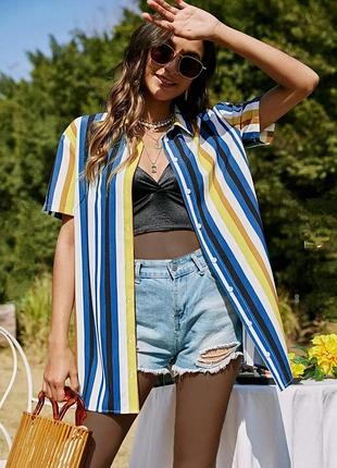 Shein блузка, сорочка в вертикальну смужку, розмір xl/2xl
