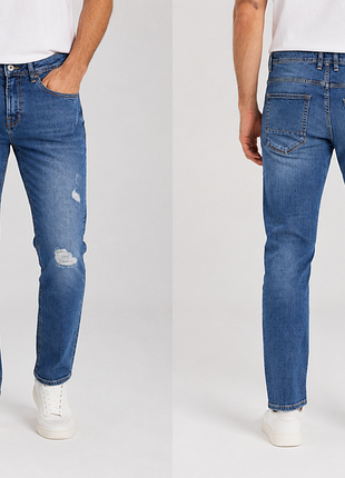 Джинсы hamur jeans 3944 мужские синие с эффектом желтизны slim fit