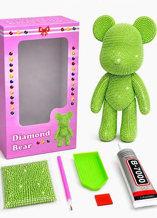 Алмазная мозаика colorart мишка фигурка 5d салатовый 18см