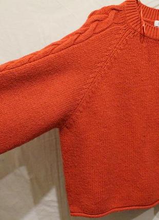 Укороченный свитер реглан с косами широкий рукав кимоно6 фото
