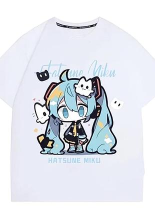 Біла бавовняна футболка з принтом hatsune miku р. 130