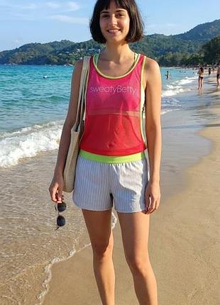 1+1=3.майка пляжная бренда "sweaty betty", s, полиэстер (сетка с трикотажем).