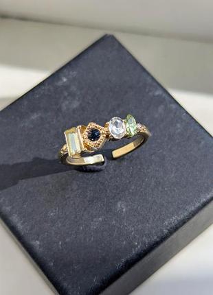 Каблучка gold mini antique with crystals