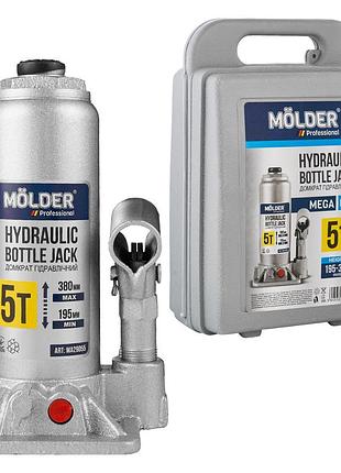 Домкрат 5т 195-380мм в кейсе гидравлический бутылочный molder