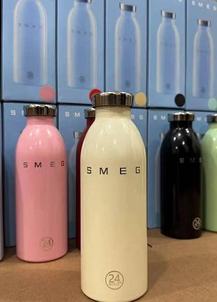 Термопляшка smeg смег 500 мл кремова, термос із нержавіючої сталі для води та напоїв