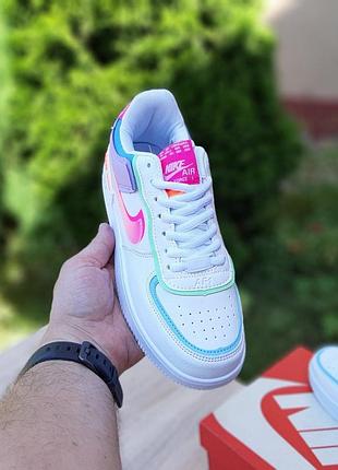 N1ke air force 1 shadow белые с малиновым