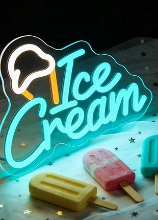 Led неоновая вывеска "ice cream" – яркий акцент для вашего интерьера и бизнеса!