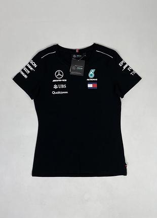 Футболка mercedes petronas shirt black racing f1 formula 1 black оригінал чорна жіноча розмір m